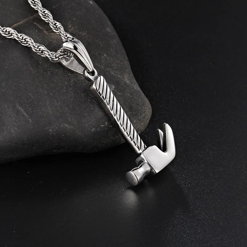 Trendy Men's Hammer Pendant Jewelry in Titanium Steel - Creative Personalized Design