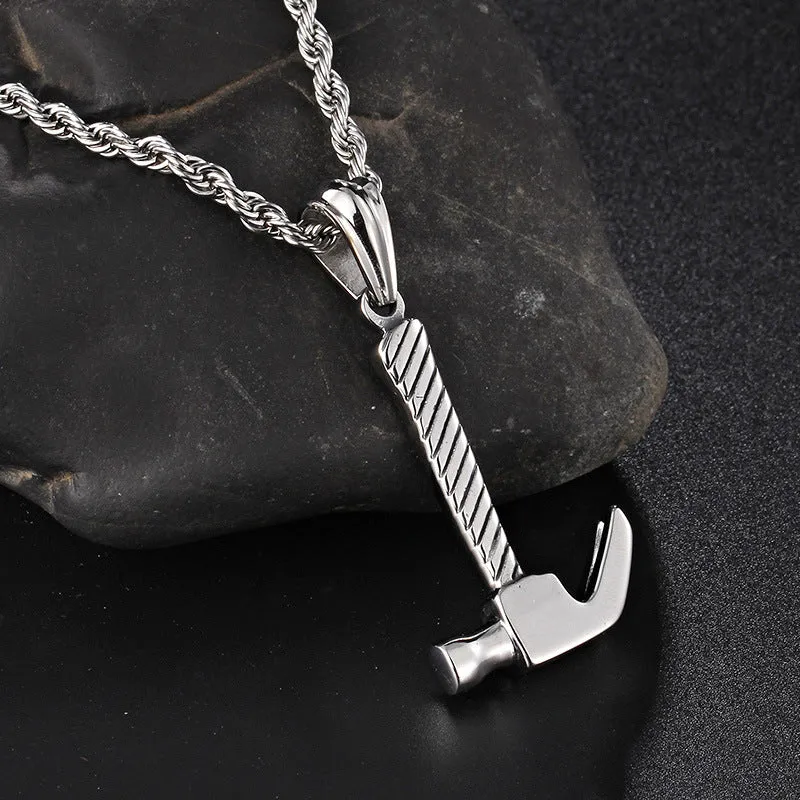 Trendy Men's Hammer Pendant Jewelry in Titanium Steel - Creative Personalized Design