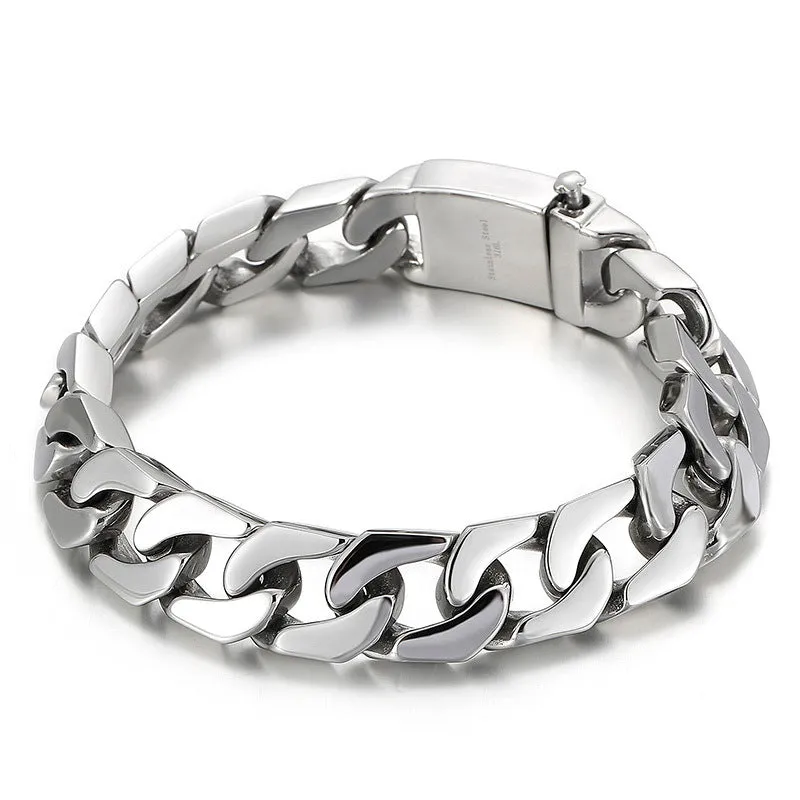 Trendy Men's Titanium Steel Cuban Chain Bracelet - European & American Fashion