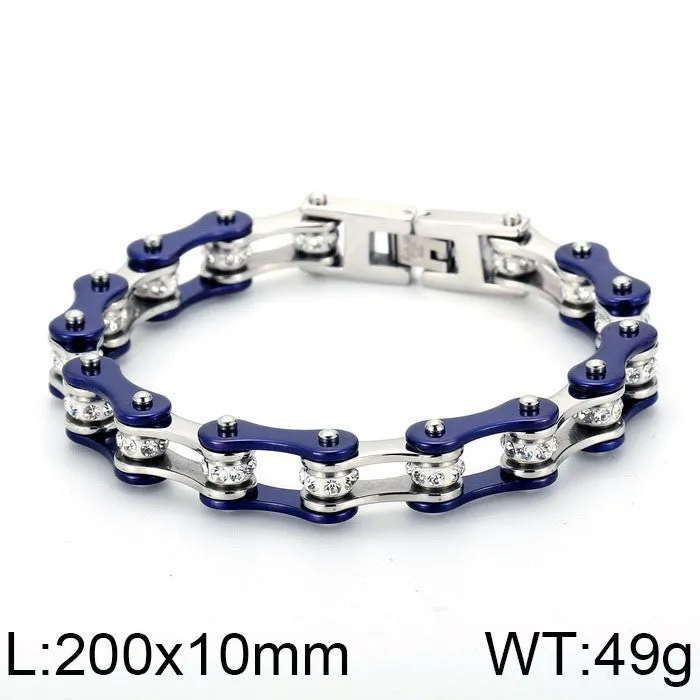 Trendy Men's Titanium Steel Locomotive Bracelet with Zircon Accents