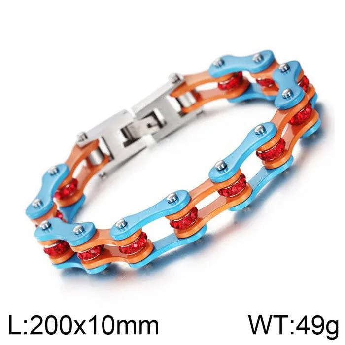 Trendy Men's Titanium Steel Locomotive Bracelet with Zircon Accents