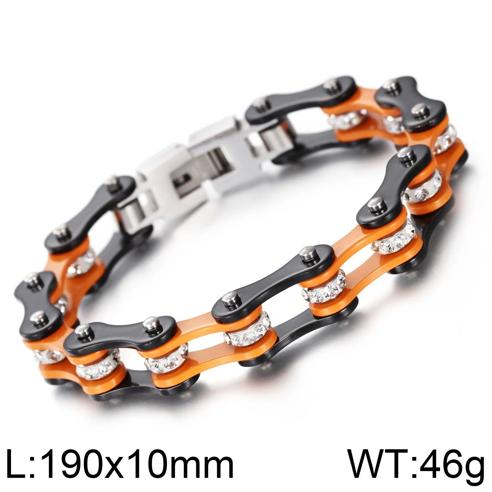 Trendy Men's Titanium Steel Locomotive Bracelet with Zircon Accents