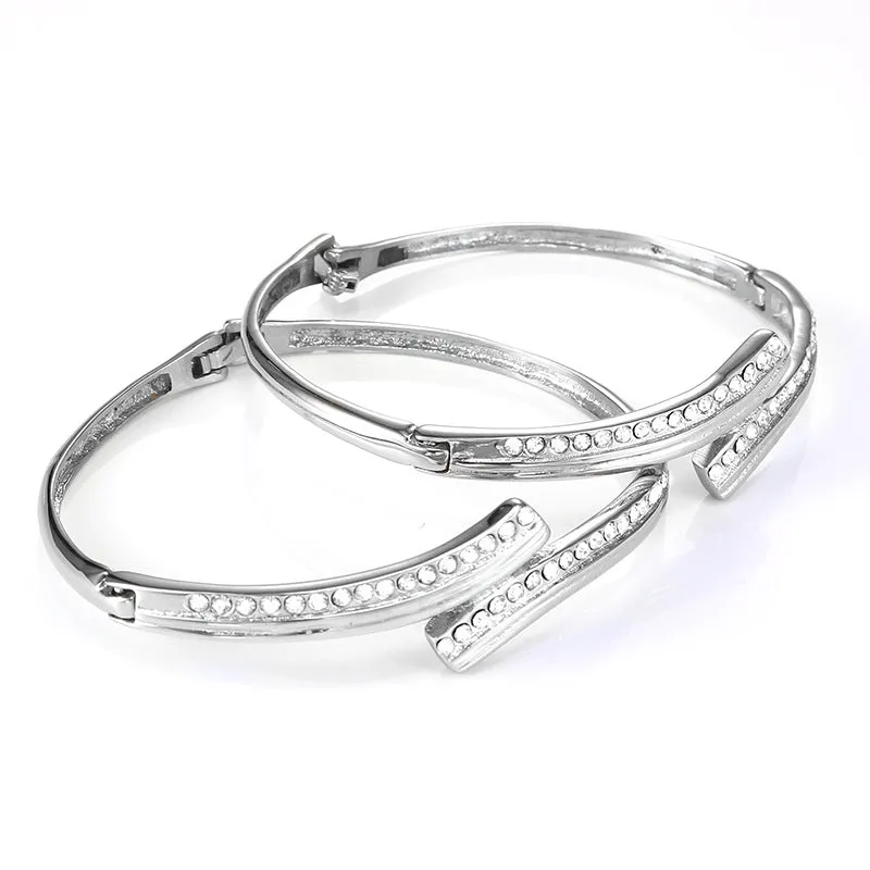 Trendy Zircon-Studded Titanium Steel Bracelet for Women - Minimalist Stainless Steel Jewelry