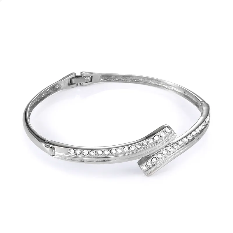 Trendy Zircon-Studded Titanium Steel Bracelet for Women - Minimalist Stainless Steel Jewelry