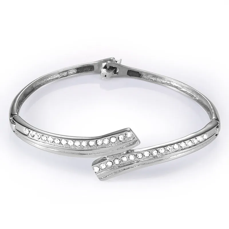 Trendy Zircon-Studded Titanium Steel Bracelet for Women - Minimalist Stainless Steel Jewelry