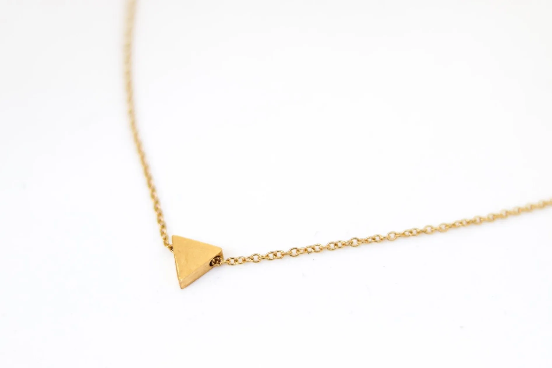 Triangle bracelet, gold tone chain bracelet, tiny triangle bead charm bracelet