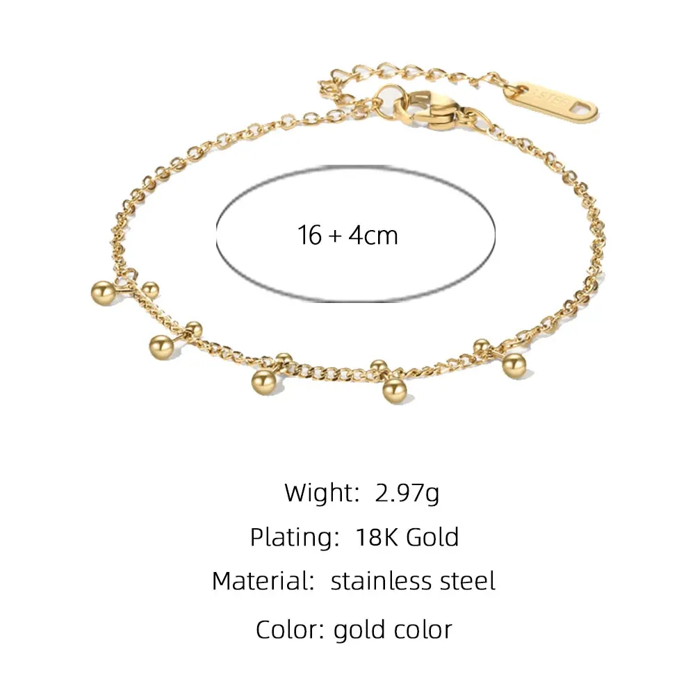 VAIGE 18K Gold PVD Plated Stainless Steel Chain Bracelet with African Turquoise Natural Stone - Trendy Fashion Jewelry Gift