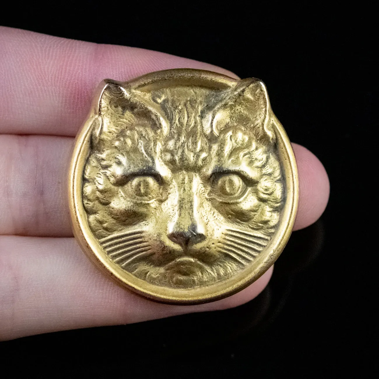 Vintage Cat Brooch Gold Gilt Circa 1950