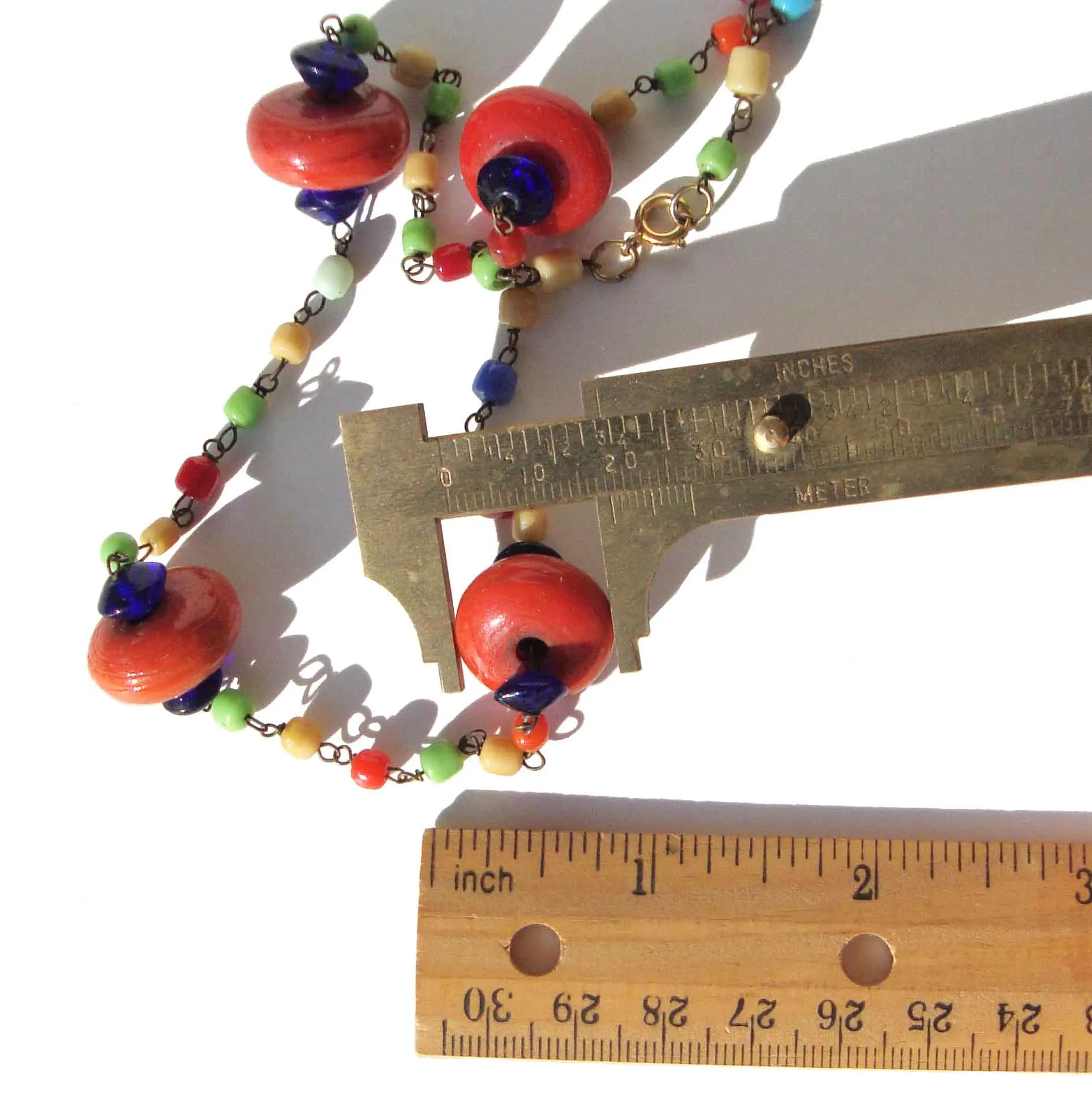 Vintage Flapper Necklace Bohemian Lampwork Glass Beads