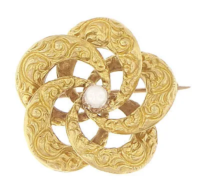 Vintage Victorian Algerian Love Knot Brooch in 10 Karat Gold