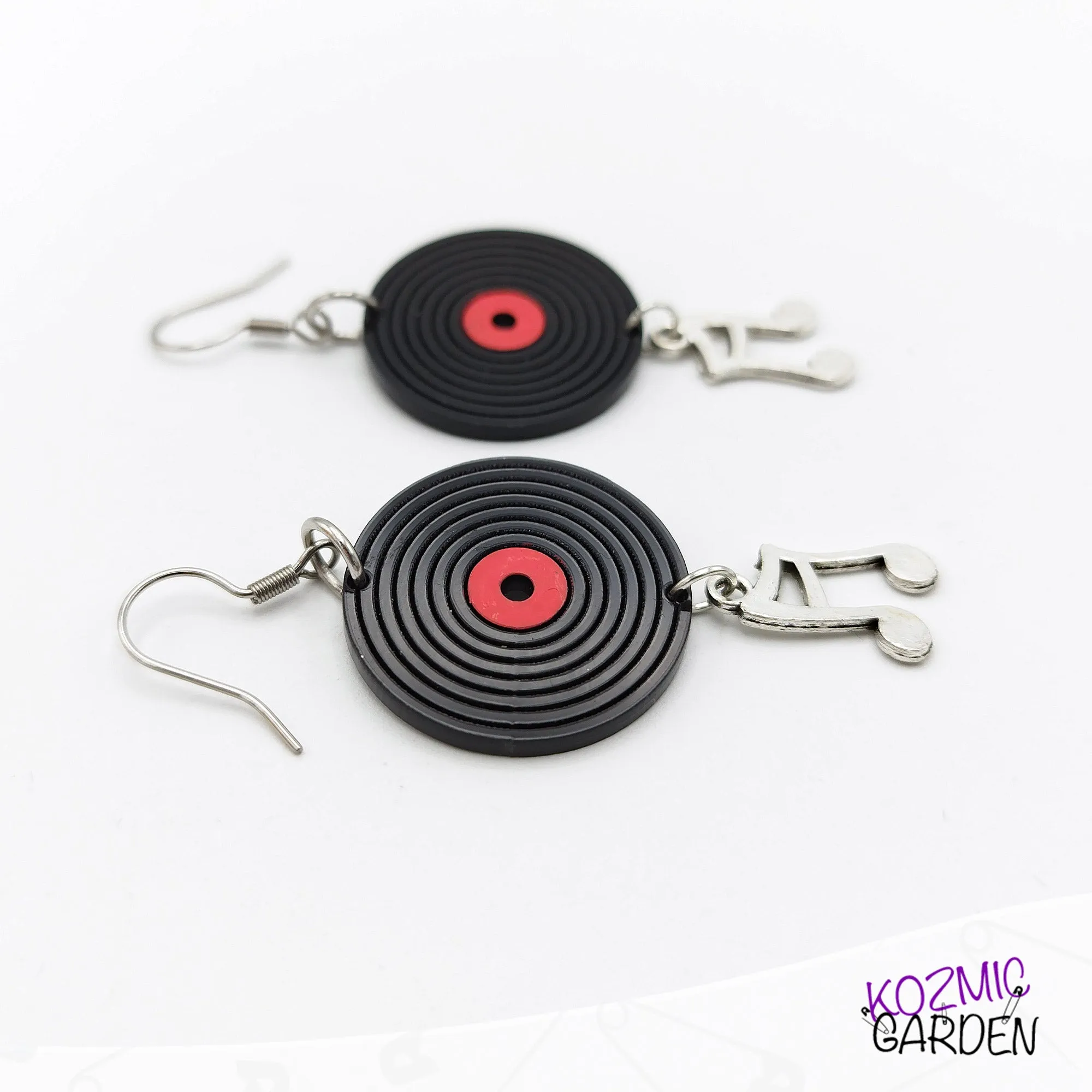 Vinyl Disc Earrings with Musical Note | Hit all the right notes!