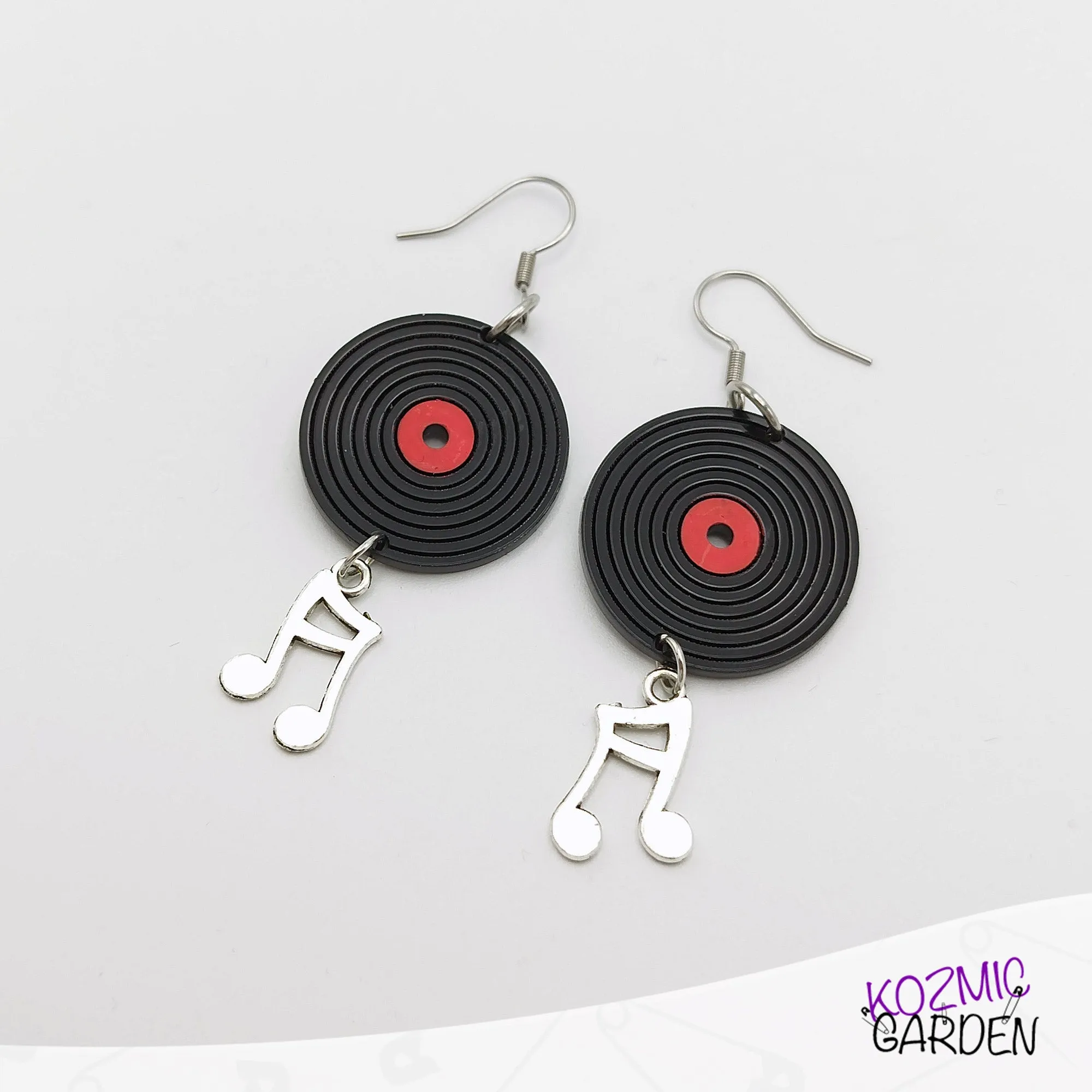 Vinyl Disc Earrings with Musical Note | Hit all the right notes!