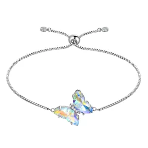 White Butterfly Bracelet April Diamond Birthstone Women Girls Jewelry Birthday Gift