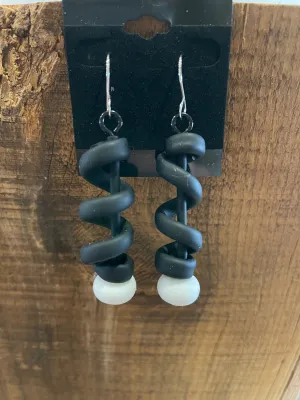 White Curly Q Earring