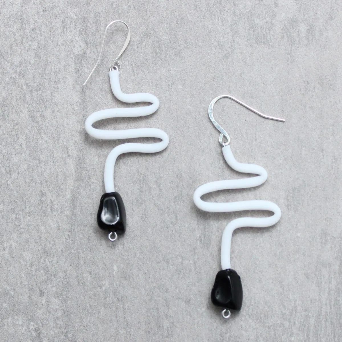 White Olga Tubing Earrings