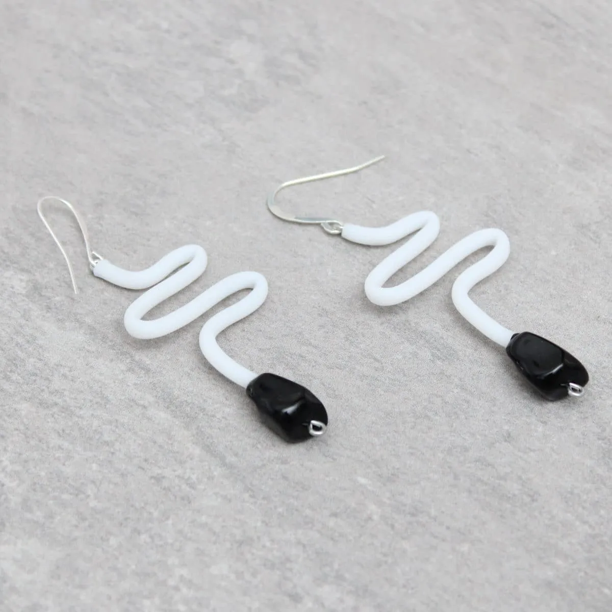 White Olga Tubing Earrings