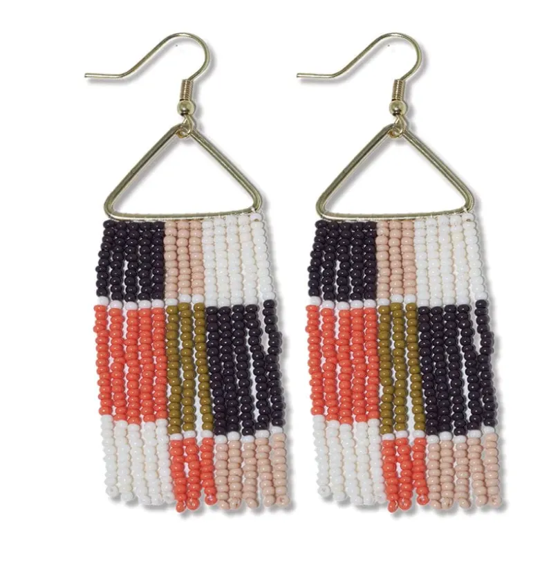 Whitney Patchwork Beaded Fringe Earrings Jaipur