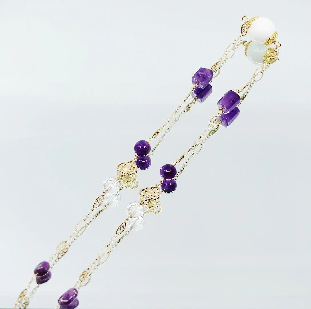 Winter Theme Gemstone Long Necklace