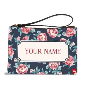 Women'S Wristlet Pouch - Blue Roses