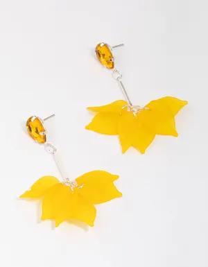 Yellow Stone & Stick Petal Drop Earrings